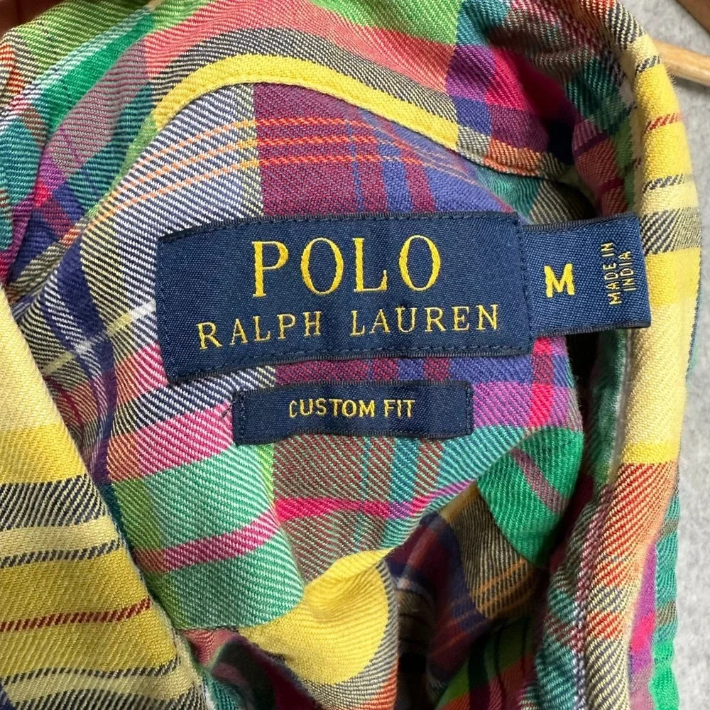 Polo Ralph Lauren Custom Fit Plaid Long Sleeve Shirt Men's Size M Multi Color